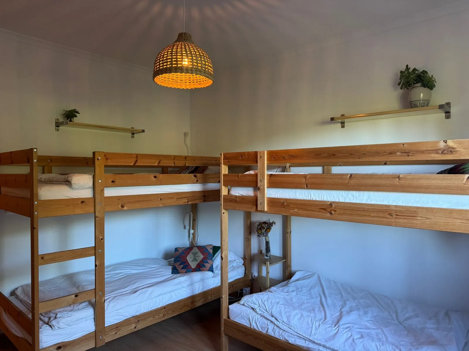 Dormitory with wooden bunk beds
